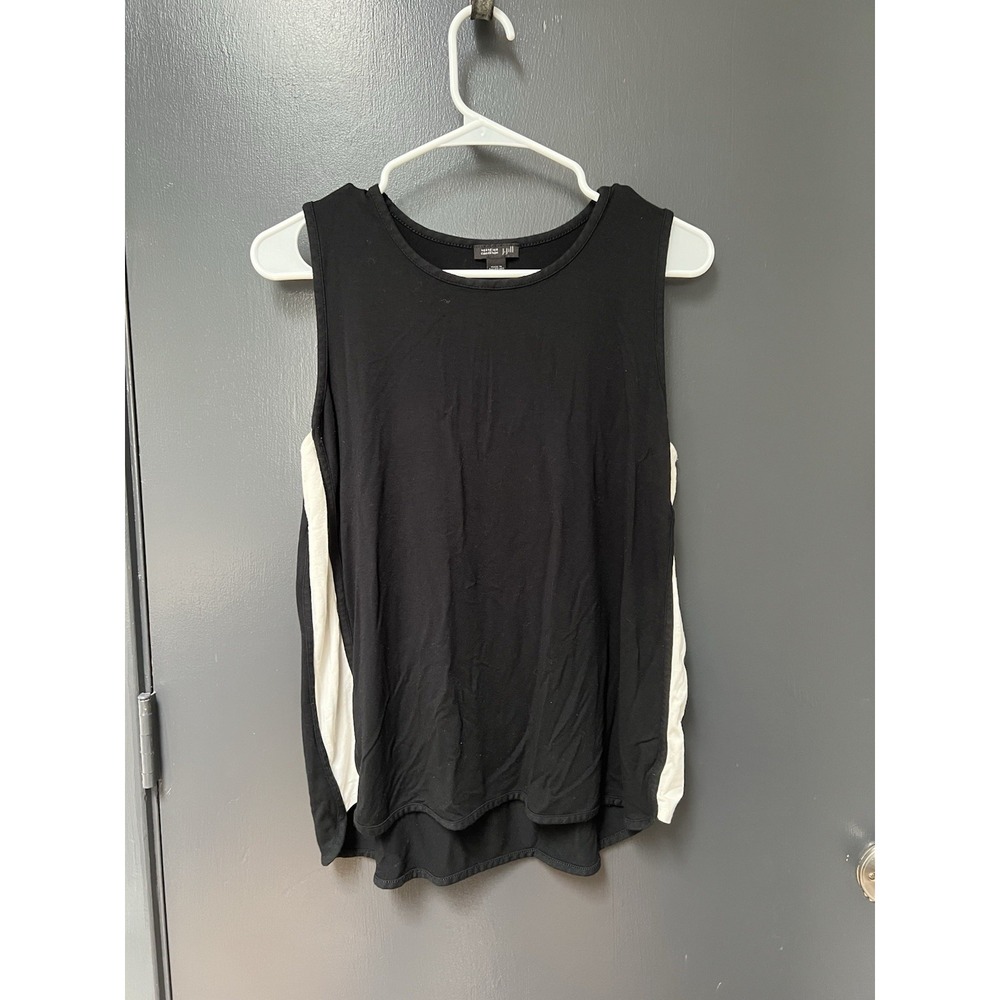 J Jill Wearever Collection Women's Sz MP Sleeveless Black White Tank Top
